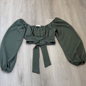 Elegant Olive Green Off-Shoulder crop  Top size Xs